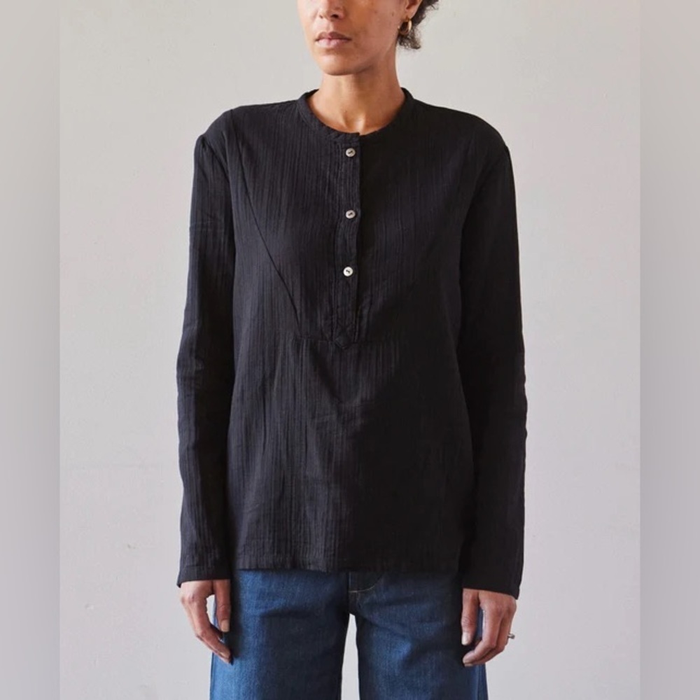 Atelier Delphine Womens Black April Top Long Organic Cotton Japan Size Medium